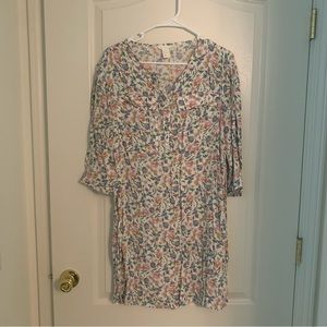 H&M Floral 3/4 Sleeve Buttoned Midi Dress Size 6